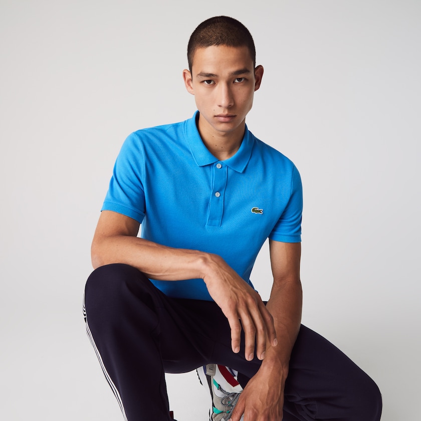 Camisa Polo Lacoste Masculino Azuis Slim Fit in Petit Piqué OC2-95179M0