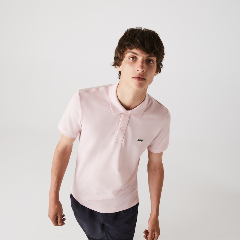 Camisa Polo Lacoste Masculino Luz Rosa Slim Fit in Petit Piqué XP0-39783T6