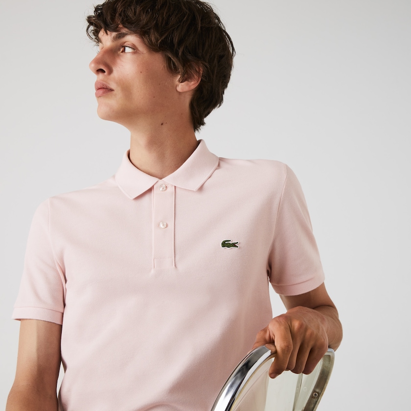 Camisa Polo Lacoste Masculino Luz Rosa Slim Fit in Petit Piqué XP0-39783T6