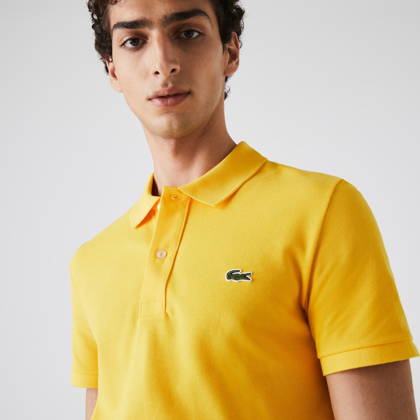 Camisa Polo Lacoste Masculino Amarelas Slim Fit in Petit Piqué XF1-66786M5