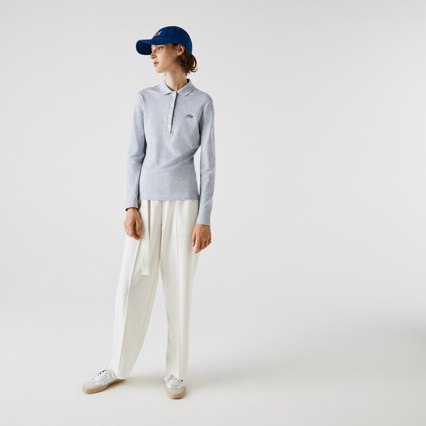 Camisa Polo Lacoste Feminino Cinzentas Slim Stretch Piqué KQ2-51915P5