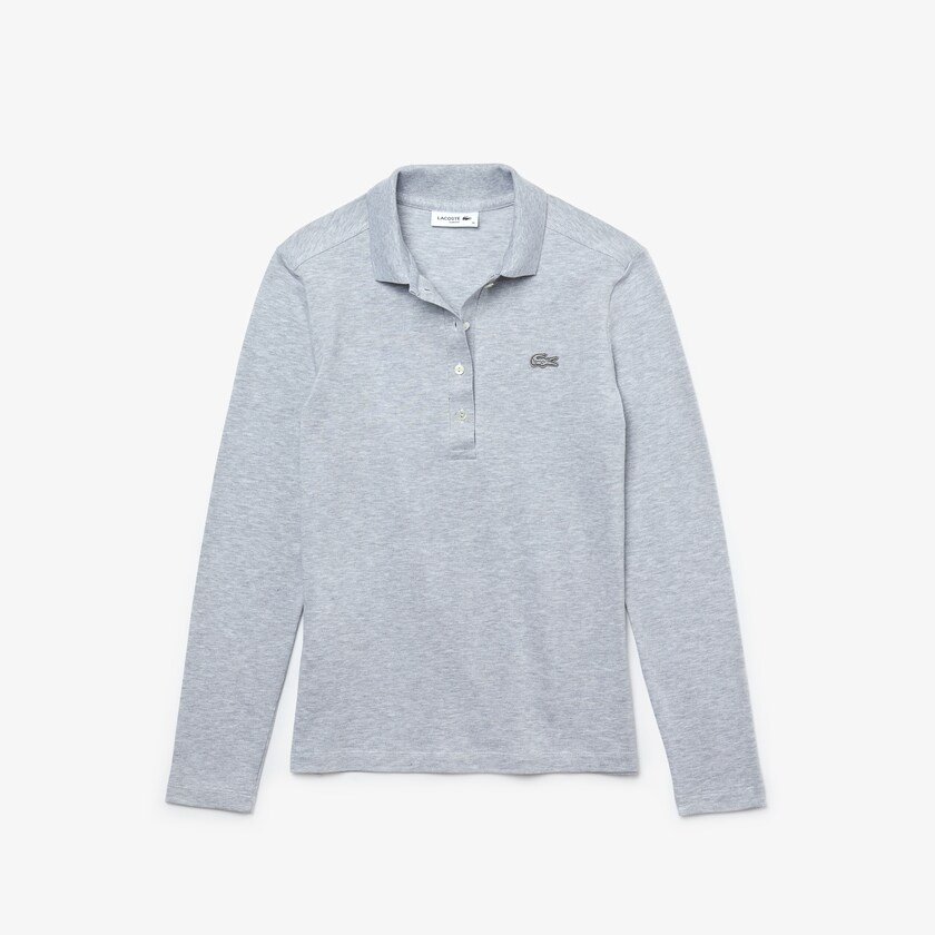 Camisa Polo Lacoste Feminino Cinzentas Slim Stretch Piqué KQ2-51915P5