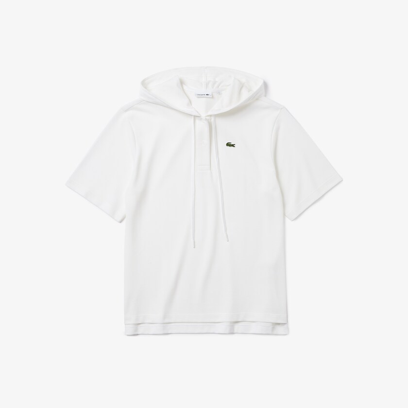Camisa Polo Lacoste Feminino Branco Solid Cotton Piqué Hooded MC8-63546J0