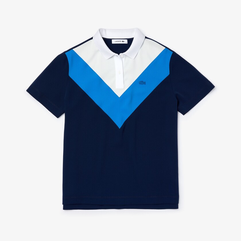 Camisa Polo Lacoste Feminino Azuis Branco Straight fit Colourblock Flowy And Lightweight XL1-38773W3
