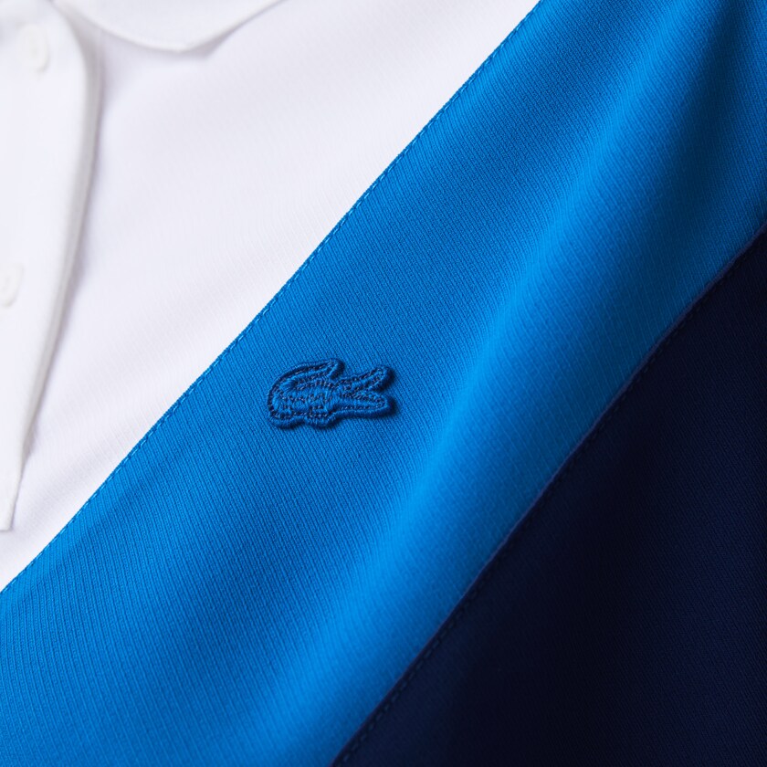 Camisa Polo Lacoste Feminino Azuis Branco Straight fit Colourblock Flowy And Lightweight XL1-38773W3
