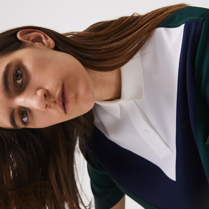 Camisa Polo Lacoste Feminino Verdes Azul Marinho Azuis Branco Straight fit Colourblock Flowy And Lightweight JH5-34503P0