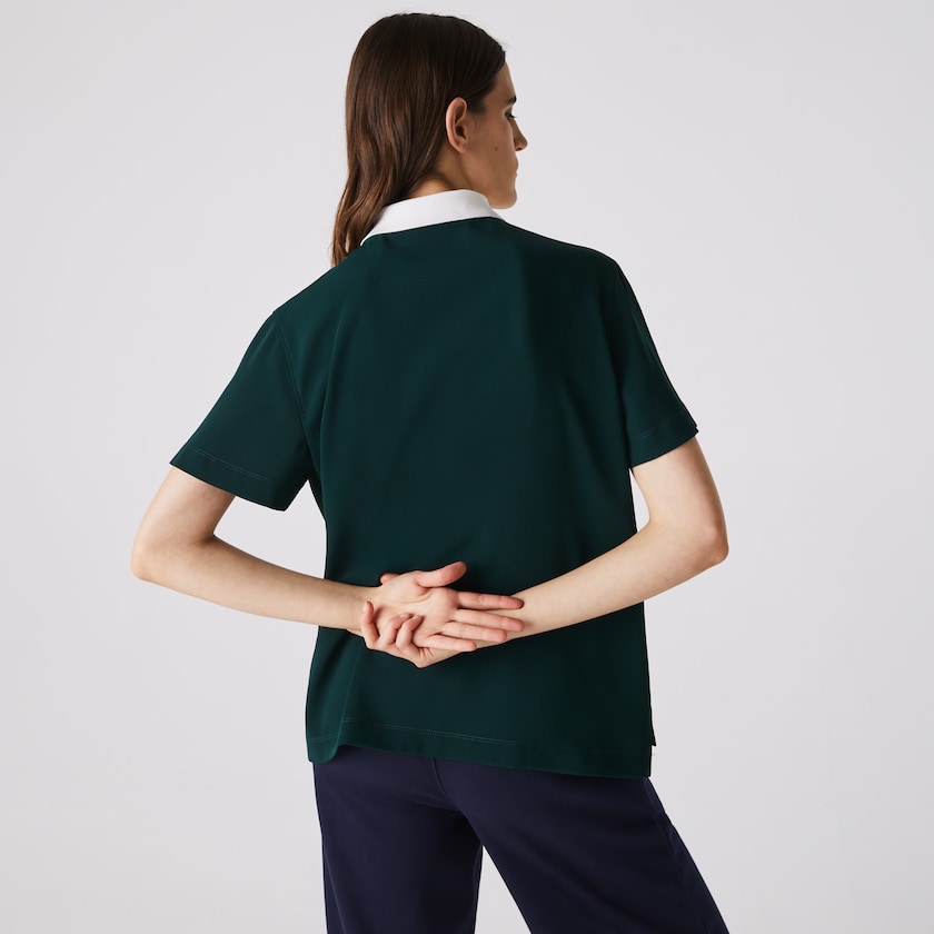Camisa Polo Lacoste Feminino Verdes Azul Marinho Azuis Branco Straight fit Colourblock Flowy And Lightweight JH5-34503P0