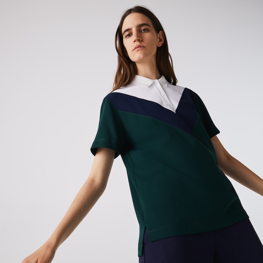 Camisa Polo Lacoste Feminino Verdes Azul Marinho Azuis Branco Straight fit Colourblock Flowy And Lightweight JH5-34503P0