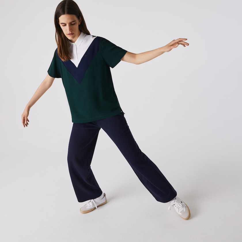Camisa Polo Lacoste Feminino Verdes Azul Marinho Azuis Branco Straight fit Colourblock Flowy And Lightweight JH5-34503P0