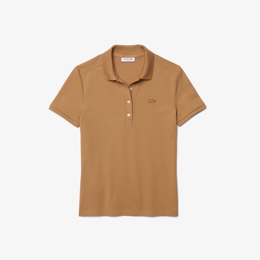 Camisa Polo Lacoste Feminino Bege Stretch Cotton Piqué YN1-15091M9