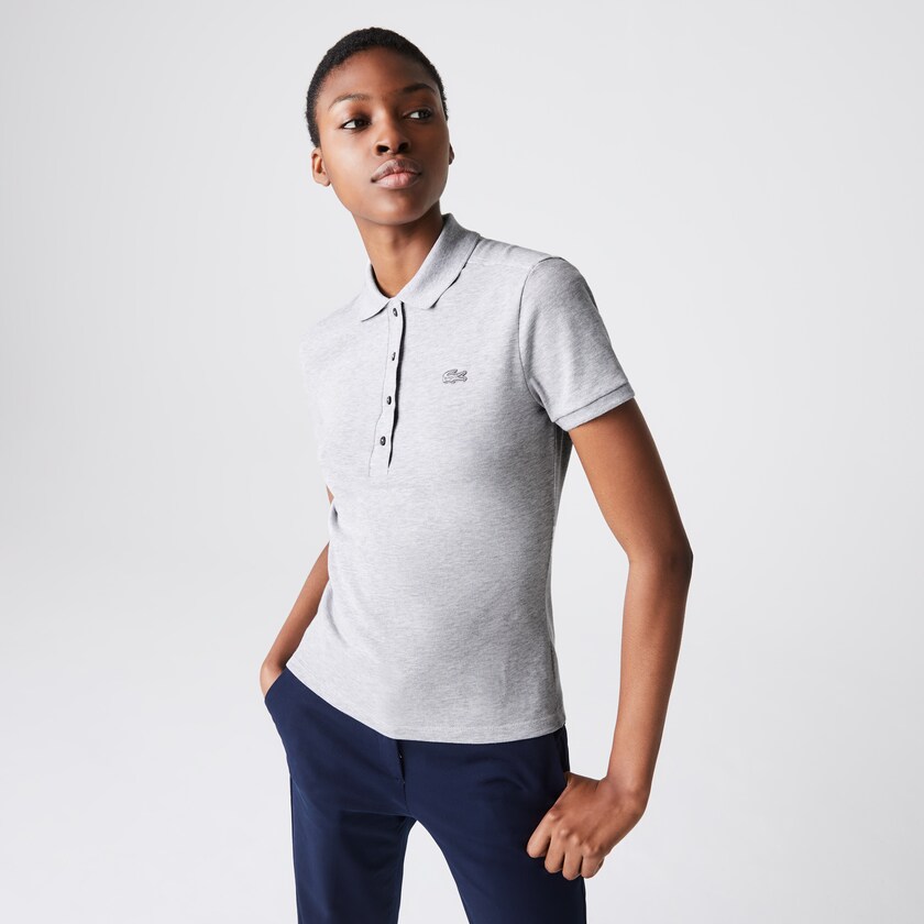 Camisa Polo Lacoste Feminino Cinzentas Stretch Cotton Piqué LQ1-25122S2