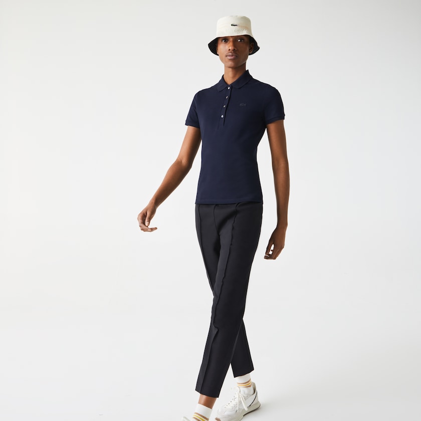 Camisa Polo Lacoste Feminino Azul Marinho Azuis Stretch Cotton Piqué TU0-00300P0