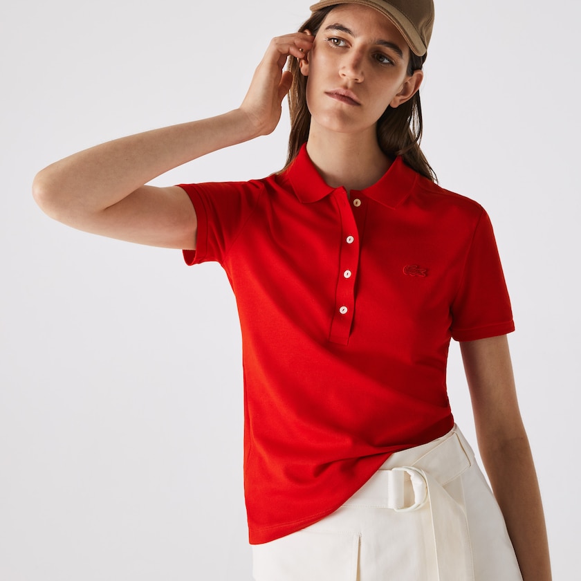 Camisa Polo Lacoste Feminino Vermelhas Stretch Cotton Piqué JJ6-78977X7