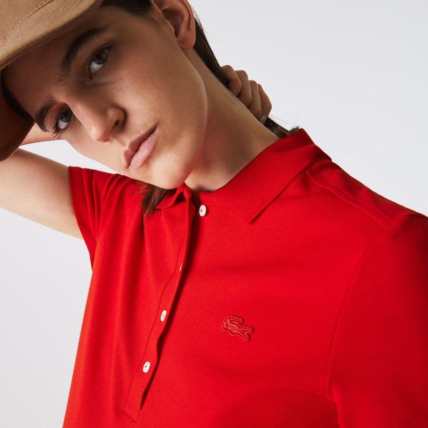 Camisa Polo Lacoste Feminino Vermelhas Stretch Cotton Piqué JJ6-78977X7