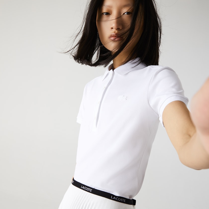 Camisa Polo Lacoste Feminino Branco Stretch Cotton Piqué HA2-80428G9
