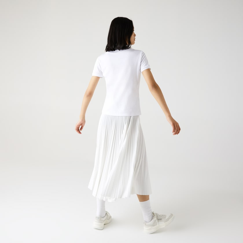 Camisa Polo Lacoste Feminino Branco Stretch Cotton Piqué HA2-80428G9