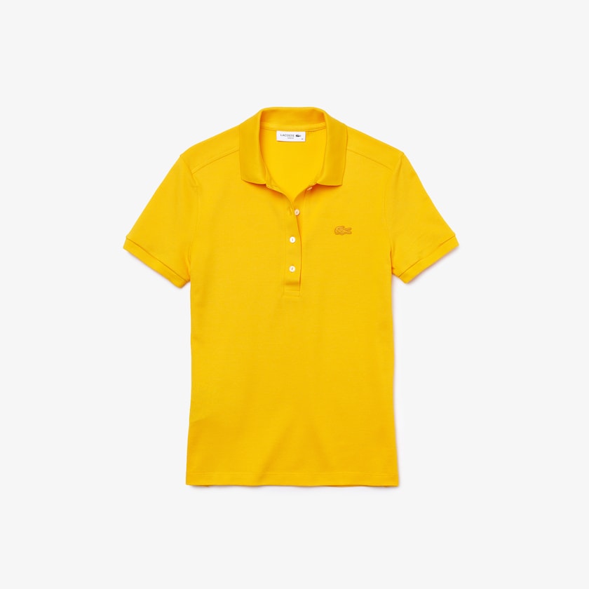 Camisa Polo Lacoste Feminino Amarelas Stretch Cotton Piqué BV9-62296R4