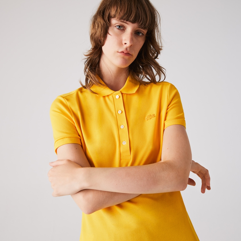 Camisa Polo Lacoste Feminino Amarelas Stretch Cotton Piqué BV9-62296R4