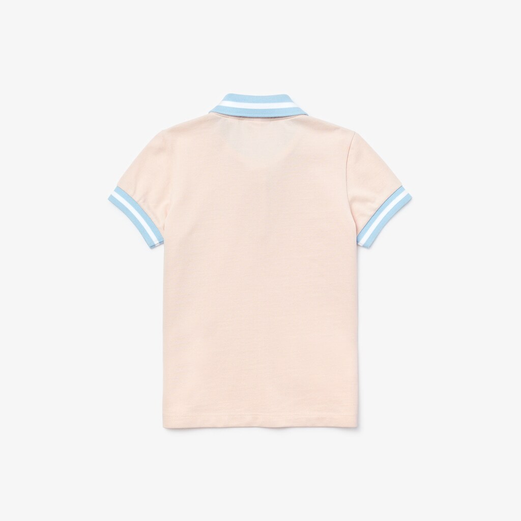Camisa Polo Lacoste Criança Luz Rosa Branco Striped Details Cotton Piqué UV1-89968L5