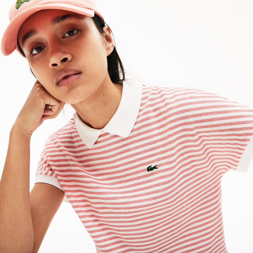Camisa Polo Lacoste Feminino Vermelhas Branco Striped RV0-08440T6