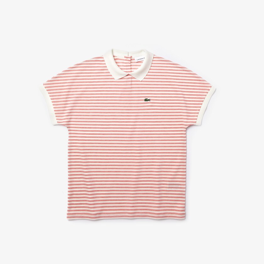 Camisa Polo Lacoste Feminino Vermelhas Branco Striped RV0-08440T6