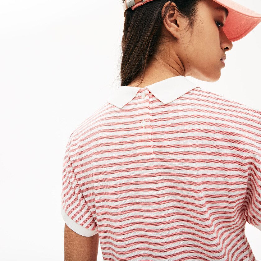 Camisa Polo Lacoste Feminino Vermelhas Branco Striped RV0-08440T6