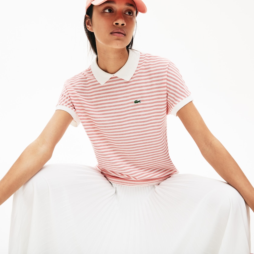 Camisa Polo Lacoste Feminino Vermelhas Branco Striped RV0-08440T6