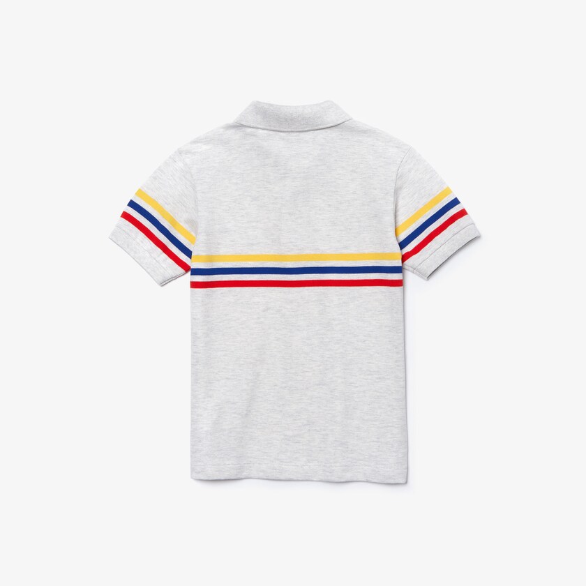 Camisa Polo Lacoste Criança Cinzentas Vermelhas Azuis Amarelas Tricolor Striped Cotton Petit Piqué IH8-22562F8