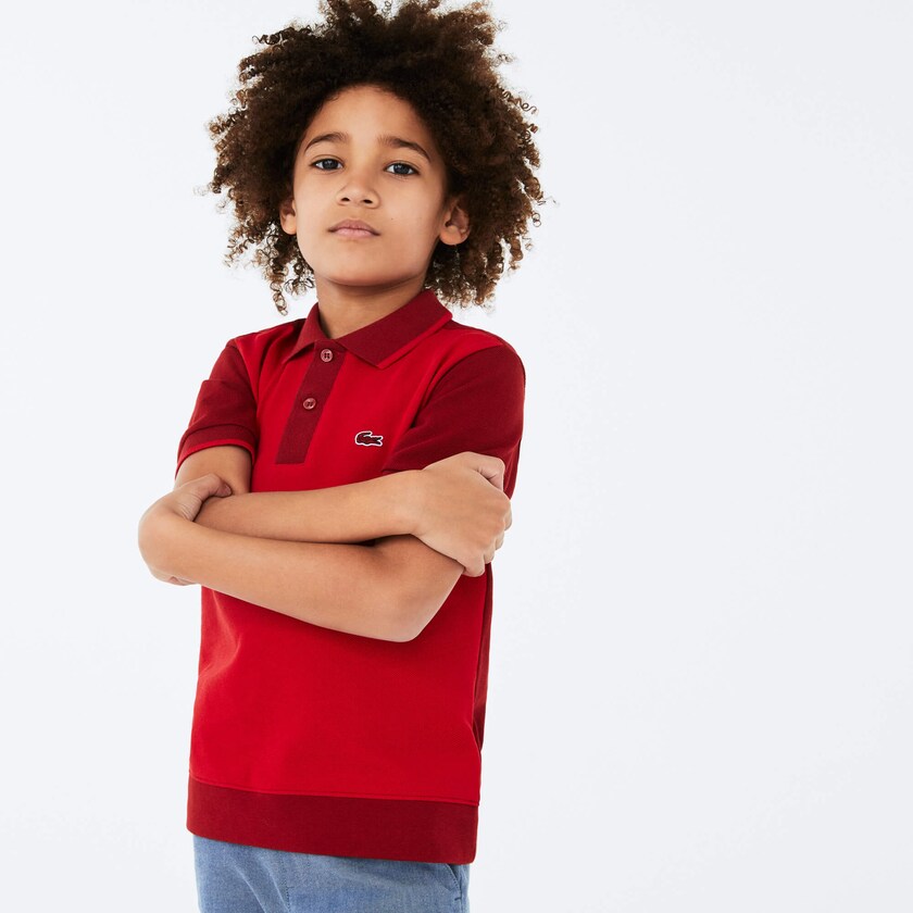 Camisa Polo Lacoste Criança Vermelhas Vermelhas Escuro Two-Tone Cotton Piqué FS6-88148V4