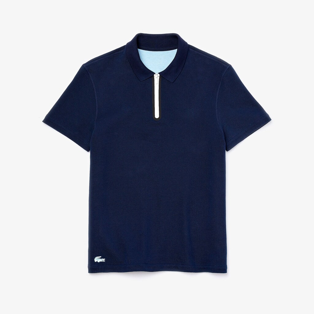 Camisa Polo Lacoste Masculino Azul Marinho Azuis Azuis Zippered Collar Regular Fit Reversible Piqué NQ2-95309I5