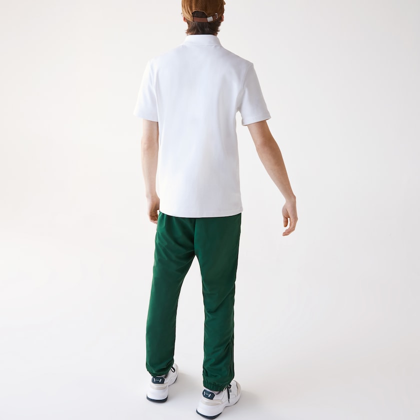Camisa Polo Lacoste Masculino Branco Bege Zippered Collar Regular Fit Reversible Piqué FI7-23502T5