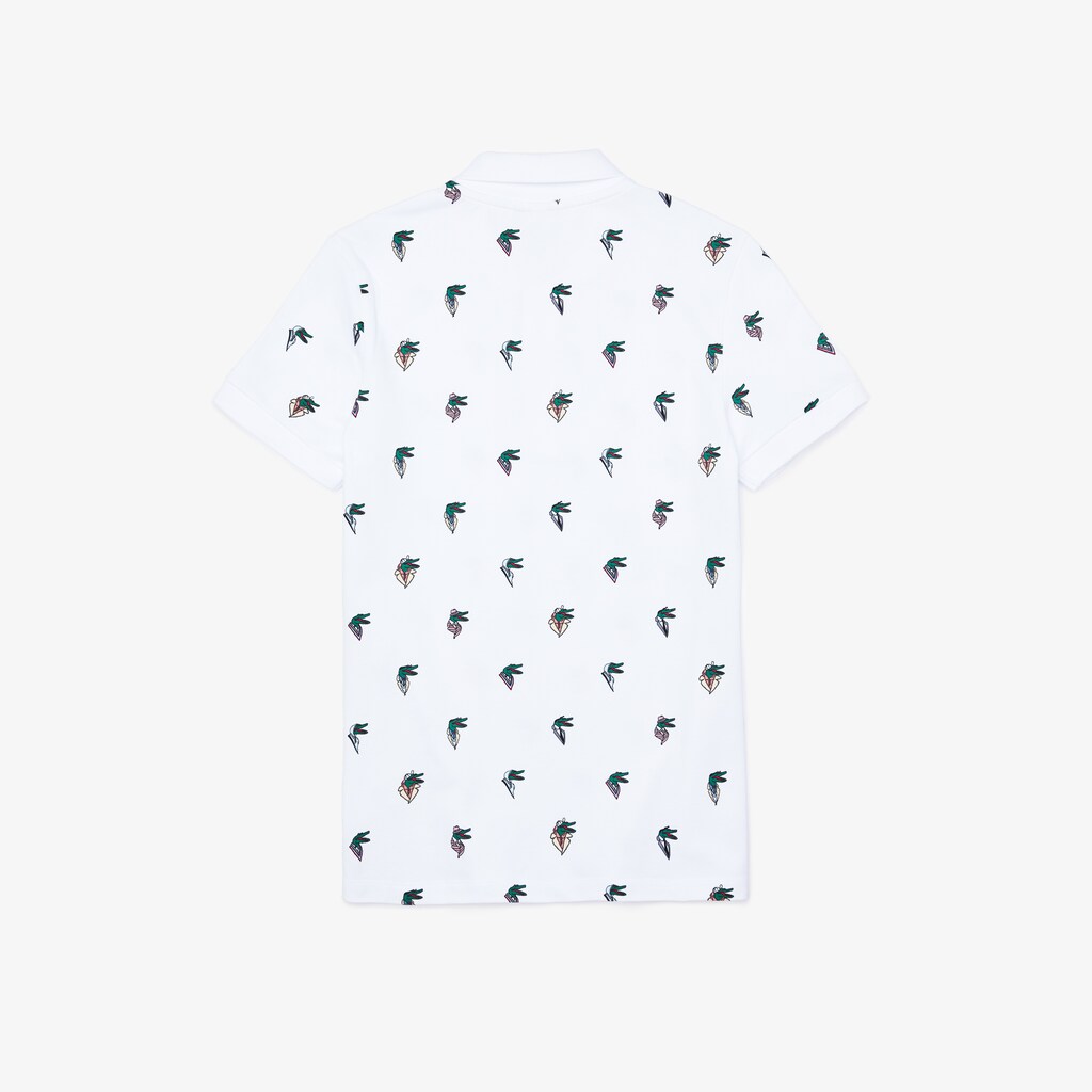 Camisa Polo Lacoste Masculino Branco Amarelas x Jean-Michel Tixier Print Regular Fit FS0-45744R9