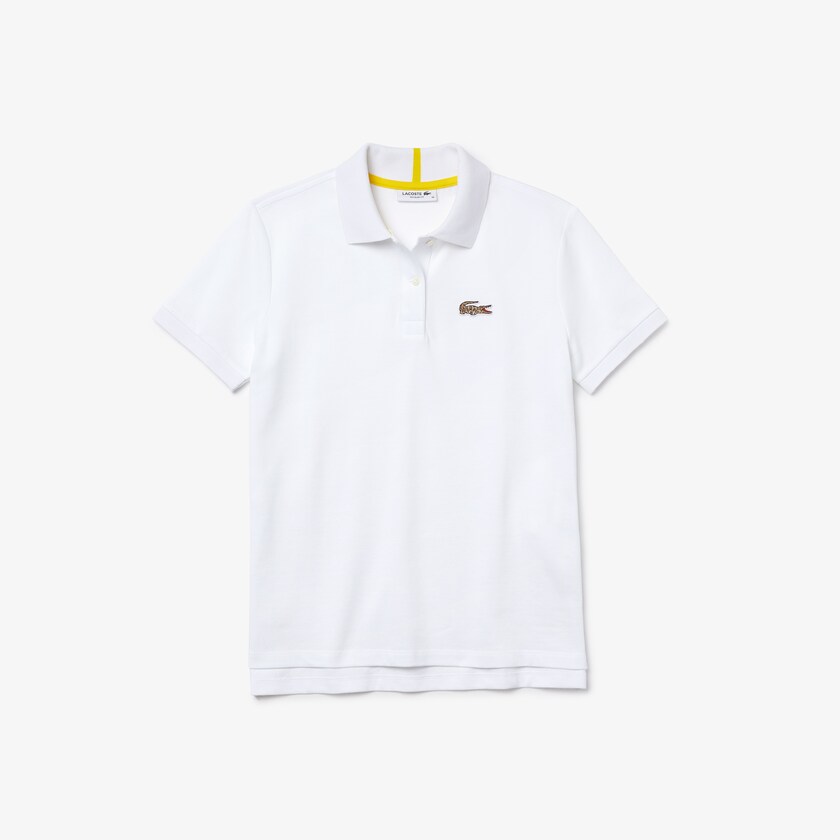 Camisa Polo Lacoste Feminino Branco x National Geographic Cotton Piqué TA6-80438D0