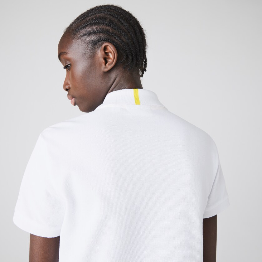 Camisa Polo Lacoste Feminino Branco x National Geographic Cotton Piqué TA6-80438D0