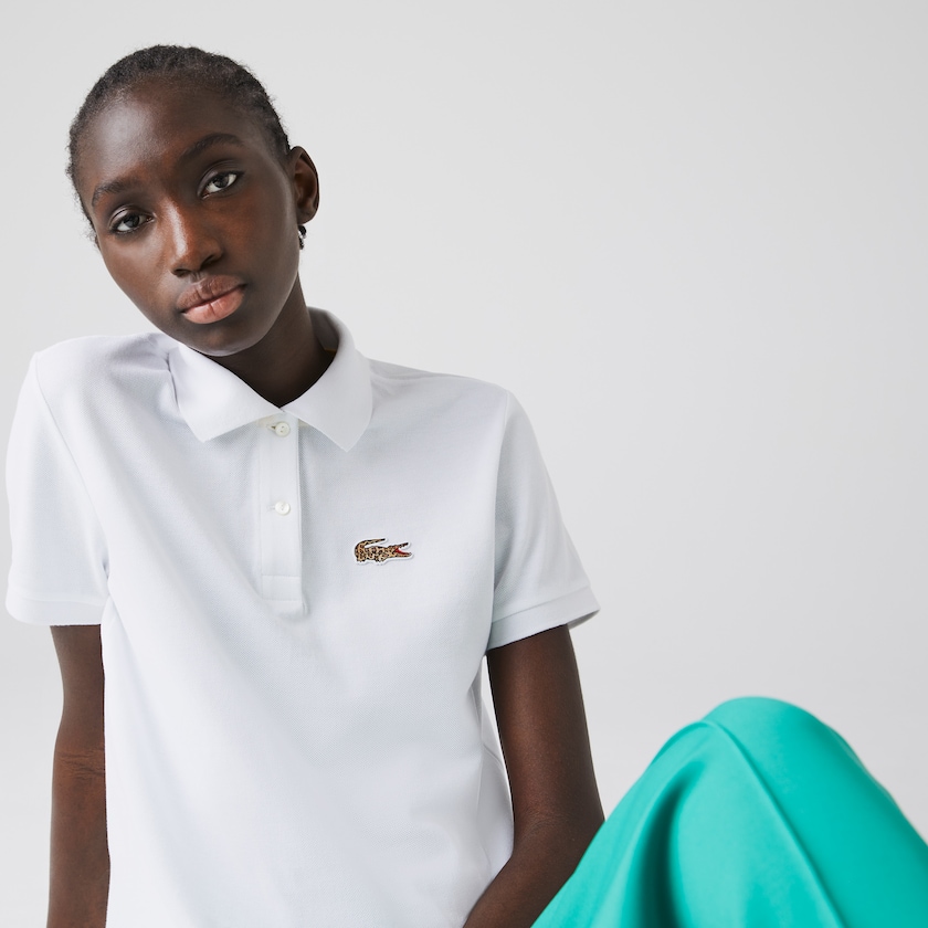 Camisa Polo Lacoste Feminino Branco x National Geographic Cotton Piqué TA6-80438D0