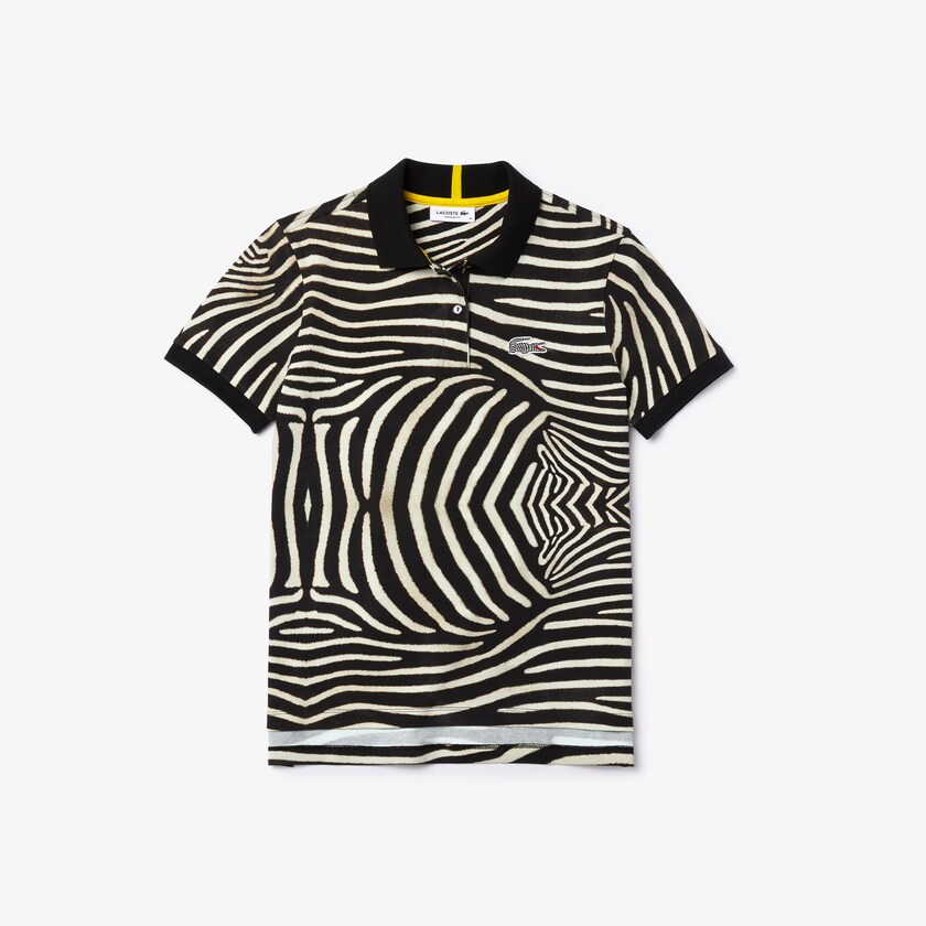 Camisa Polo Lacoste Feminino Branco x National Geographic Animal Print Piqué RJ0-09390Q3