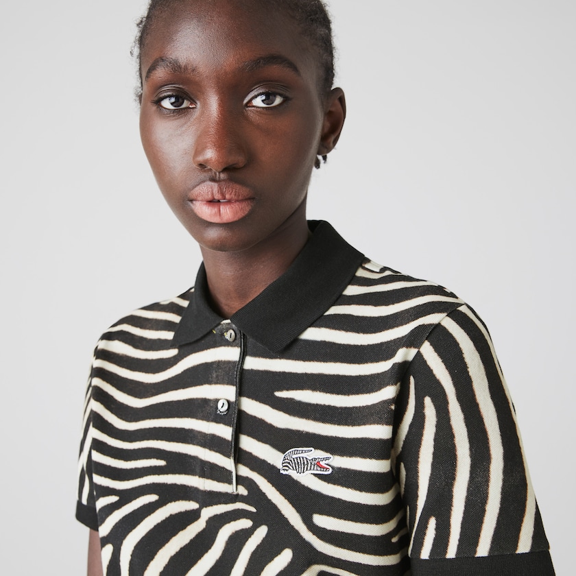 Camisa Polo Lacoste Feminino Branco x National Geographic Animal Print Piqué RJ0-09390Q3