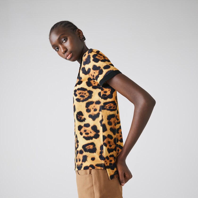 Camisa Polo Lacoste Feminino Branco x National Geographic Animal Print Piqué ED5-27642T5