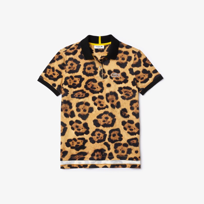 Camisa Polo Lacoste Feminino Branco x National Geographic Animal Print Piqué ED5-27642T5
