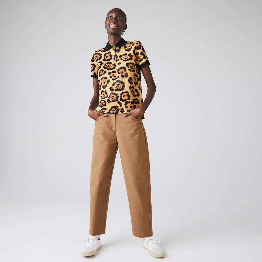 Camisa Polo Lacoste Feminino Branco x National Geographic Animal Print Piqué ED5-27642T5