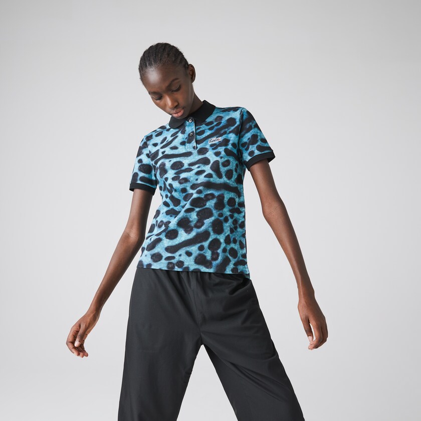 Camisa Polo Lacoste Feminino Branco x National Geographic Animal Print Piqué DP8-70777R4