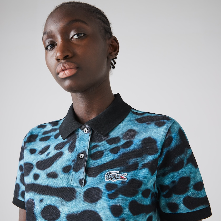 Camisa Polo Lacoste Feminino Branco x National Geographic Animal Print Piqué DP8-70777R4