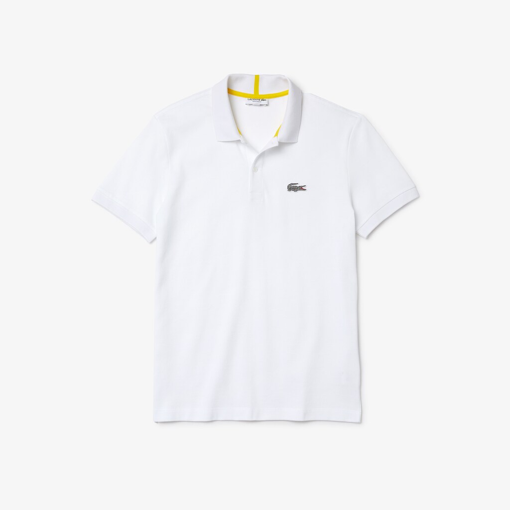 Camisa Polo Lacoste Masculino Branco x National Geographic Regular Fit Organic Cotton GJ5-30973M2