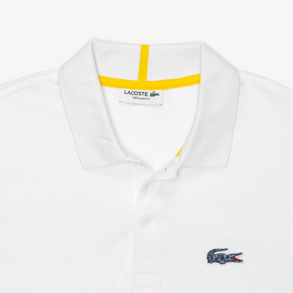 Camisa Polo Lacoste Masculino Branco x National Geographic Regular Fit Organic Cotton IL5-10451A5