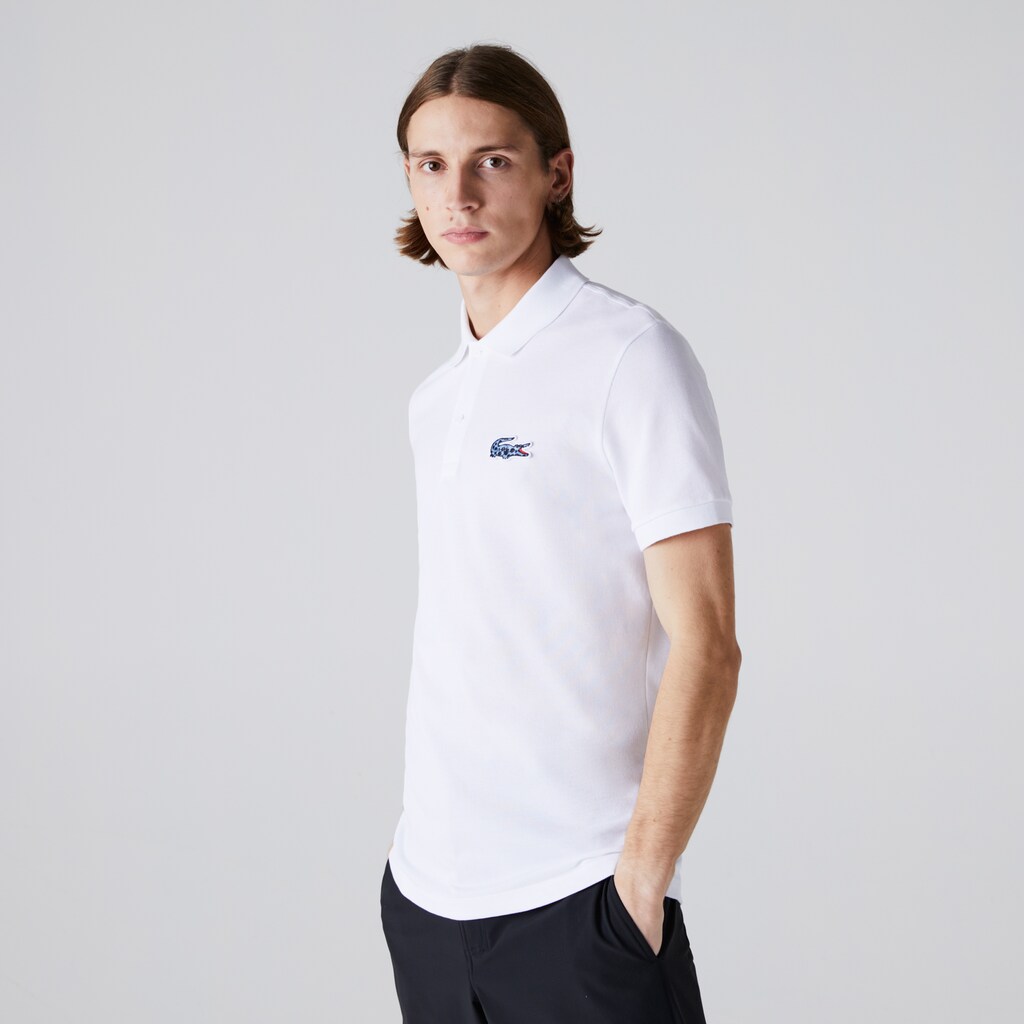 Camisa Polo Lacoste Masculino Branco x National Geographic Regular Fit Organic Cotton IL5-10451A5