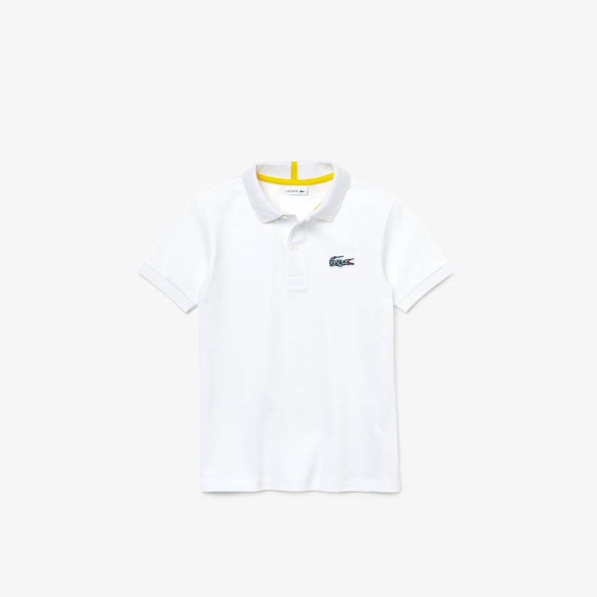 Camisa Polo Lacoste Criança Branco x National Geographic Cotton Piqué ZK4-45804V2