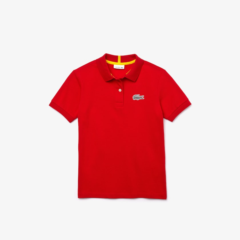 Camisa Polo Lacoste Criança Vermelhas Branco x National Geographic Cotton Piqué PS8-82588R2