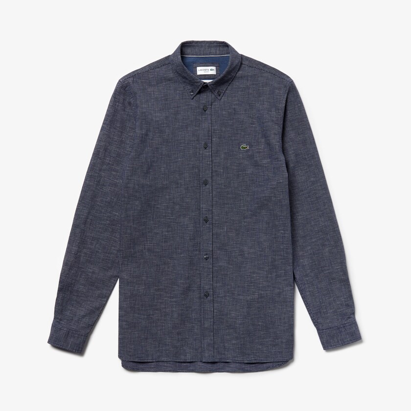 Camisas Lacoste Masculino Azul Marinho Azuis Checkered Cotton LV3-98399K4