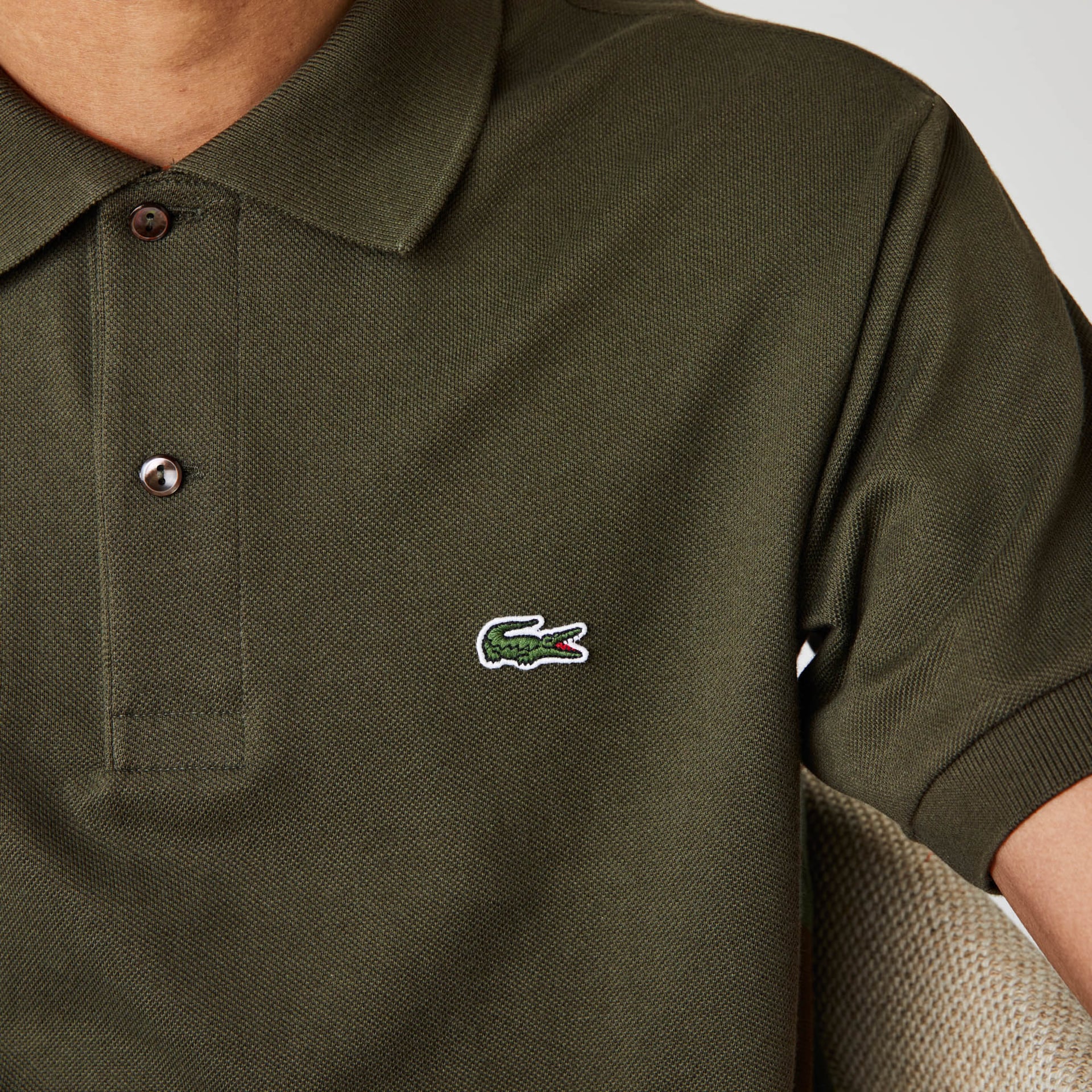 Camisas Lacoste Masculino Caqui Verdes Classic Fit L.12.12 Polo OX0-37933S6