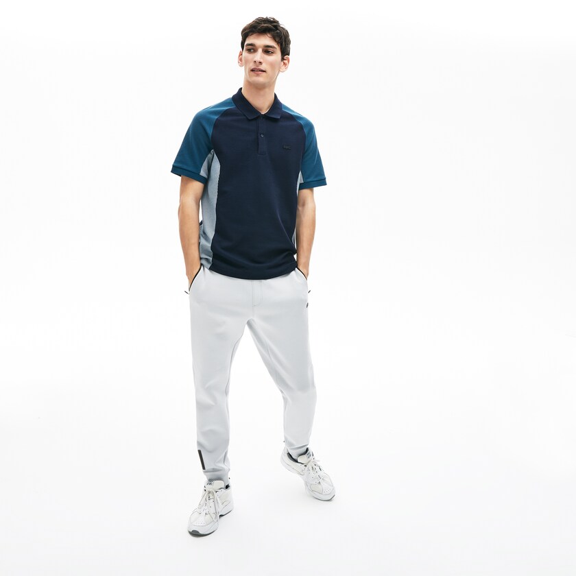 Camisas Lacoste Masculino Azul Marinho Azuis Cinzentas Azul Marinho Azuis Colorblock Piqué Polo QX7-87508E5